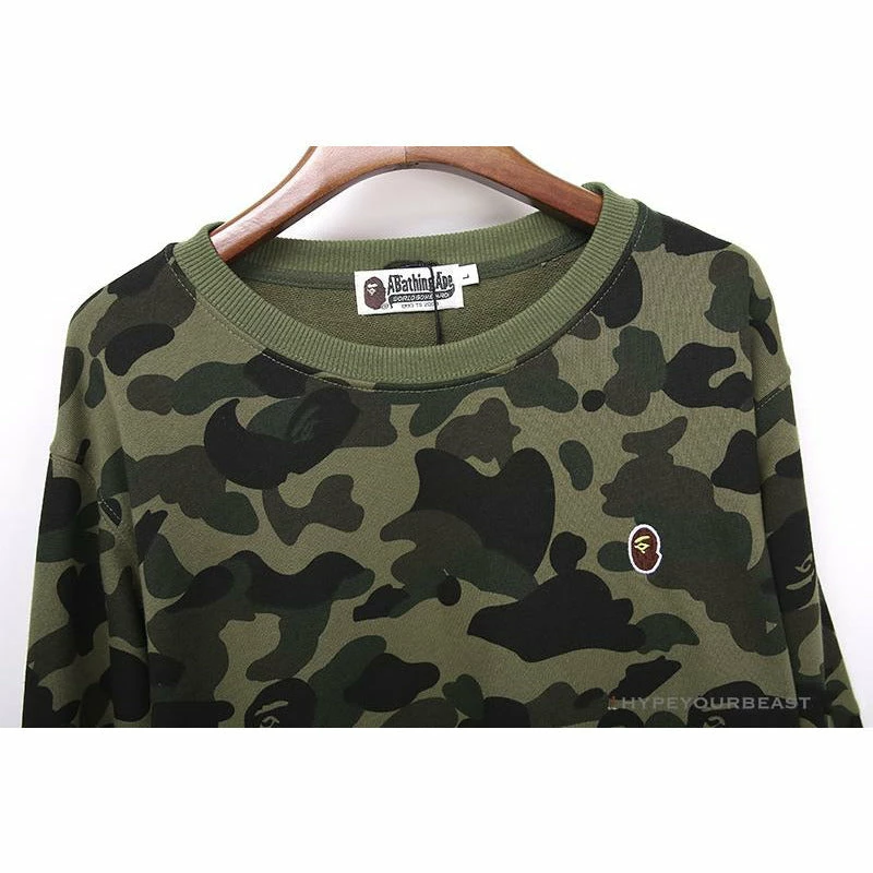 Hypeyourbeast Clothes BAPE Classic Ape Head Embroidered Camouflage Long Sleeve Shirt 'GREEN' 3 Hypeyourbeast Clothes BAPE Classic Ape Head Embroidered Camouflage Long Sleeve Shirt 'GREEN'