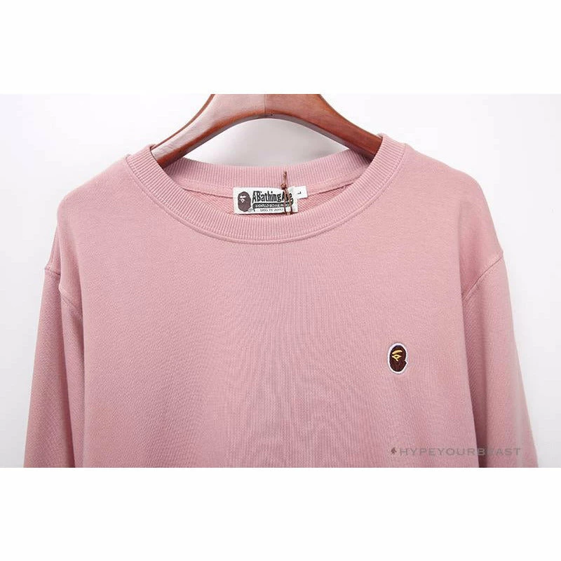 Hypeyourbeast BAPE Classic Ape Head Embroidered Long Sleeve Shirt 'PINK' Clothes 3 Hypeyourbeast BAPE Classic Ape Head Embroidered Long Sleeve Shirt 'PINK' Clothes