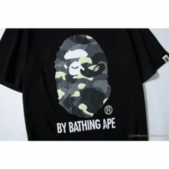 Hypeyourbeast Clothes BAPE Luminous Spots Camouflage Great Ape Man Black Head Cotton Short Sleeve Tee Shirt 'BLACK'