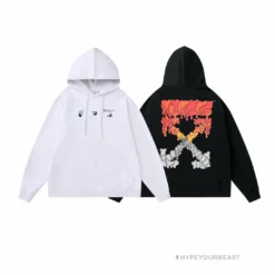 HypeYourBeast Off White Hoodie Red Orange - White Hoodies & Jackets