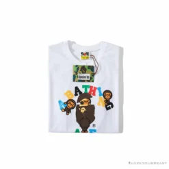 Hypeyourbeast BAPE Baby Milo Color Letter Monkey Tee Shirt 'WHITE' Clothes