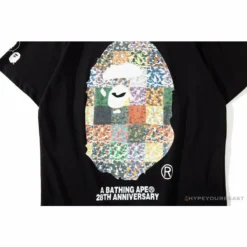 Hypeyourbeast BAPE Ape Man Head 28th Anniversary Camouflage Color Block Tee 'BLACK'