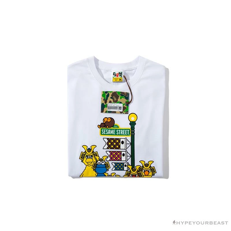 Hypeyourbeast BAPE Baby Milo Sesame Street Carp Streamer Tee Shirt 'WHITE' Clothes 3 Hypeyourbeast BAPE Baby Milo Sesame Street Carp Streamer Tee Shirt 'WHITE' Clothes