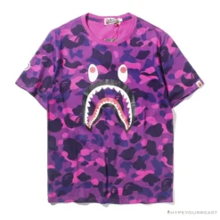Hypeyourbeast BAPE Camouflage Shark Head Classic Cotton Short Sleeve Tee Shirt 'PURPLE'