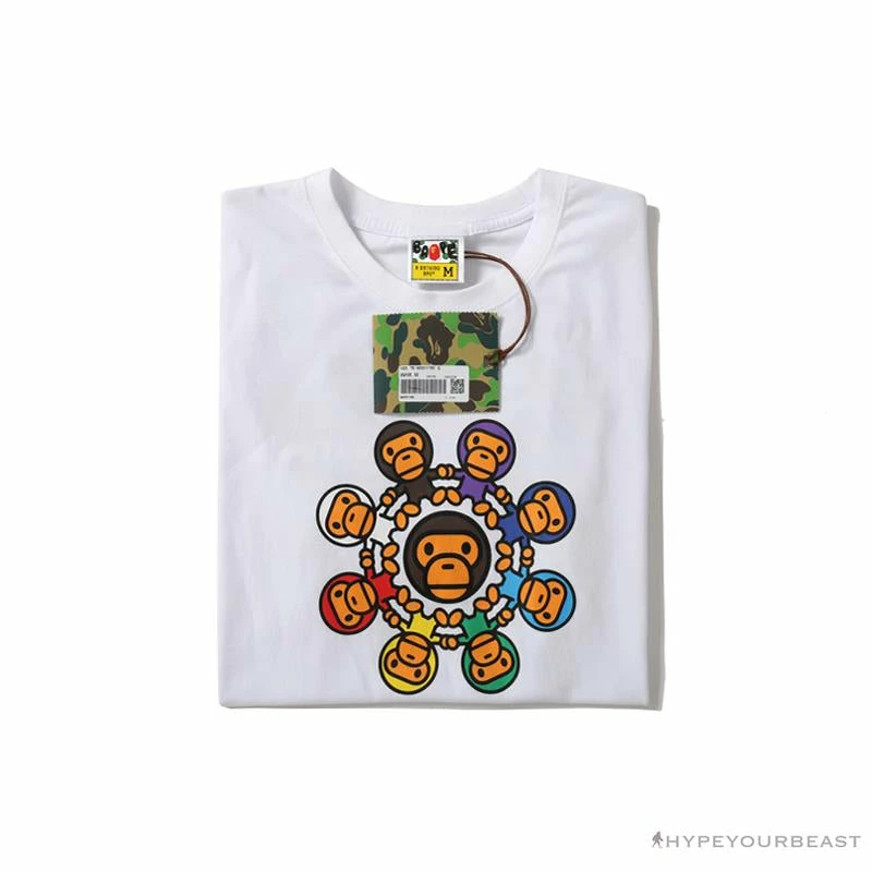 Hypeyourbeast BAPE Baby Milo Ring Colorful Kaleidoscope Tee Shirt 'WHITE' Clothes 3 Hypeyourbeast BAPE Baby Milo Ring Colorful Kaleidoscope Tee Shirt 'WHITE' Clothes