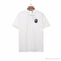 Hypeyourbeast Clothes BAPE Classic Ape Head Print Versatile Polo Shirt 'WHITE'