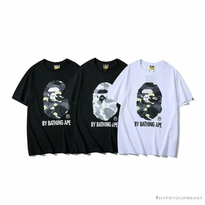 Hypeyourbeast BAPE Luminous Spots Camouflage Great Ape Man White Head Cotton Short Sleeve Tee Shirt 'BLACK' Clothes 7 Hypeyourbeast BAPE Luminous Spots Camouflage Great Ape Man White Head Cotton Short Sleeve Tee Shirt 'BLACK' Clothes