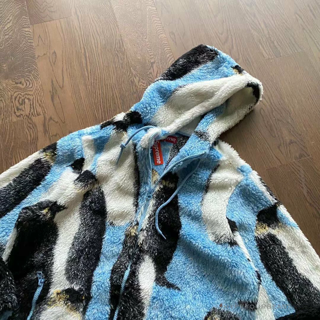 HypeYourBeast Supreme Penguins Hooded Fleece Jacket Blue Hoodies & Jackets 1 HypeYourBeast Supreme Penguins Hooded Fleece Jacket Blue Hoodies & Jackets