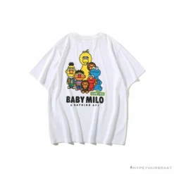 Hypeyourbeast BAPE Baby Milo Sesame Street Plain Tee Shirt 'WHITE' Clothes