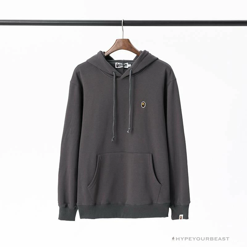 Hypeyourbeast BAPE Classic Ape Head Embroidered Standard Cotton Terry Hoodie 'DARK GREY' Clothes 1 Hypeyourbeast BAPE Classic Ape Head Embroidered Standard Cotton Terry Hoodie 'DARK GREY' Clothes
