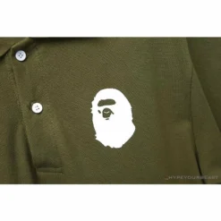 Hypeyourbeast BAPE Classic Ape Head Print Versatile Polo Shirt 'ARMY GREEN'
