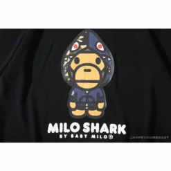 Hypeyourbeast BAPE Baby Milo Blue Shark Hat Little Monkey Tee Shirt 'BLACK' Clothes