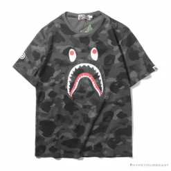 Hypeyourbeast Clothes BAPE Camouflage Shark Head Classic Cotton Short Sleeve Tee Shirt 'BLACK'