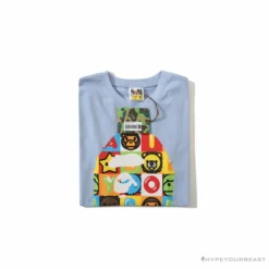 Hypeyourbeast BAPE Baby Milo Color Square Ape Head Tee Shirt 'BLUE' Clothes